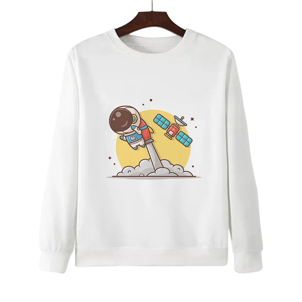 

CLOOCL Fashion Cartoon Sweatshirt Astronauts Chest Printed Tops Sportshirts Male Female Casual Shirts Harajuku Streetwear