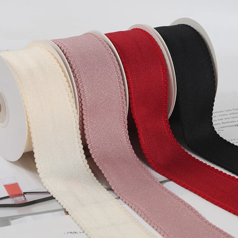 4cm Bubble Pearl Cotton Ribbon Floral Edge Satin Ribbon Colorful Bouquet Gift Packaging Diy Handmade Bow Clothing Accessories