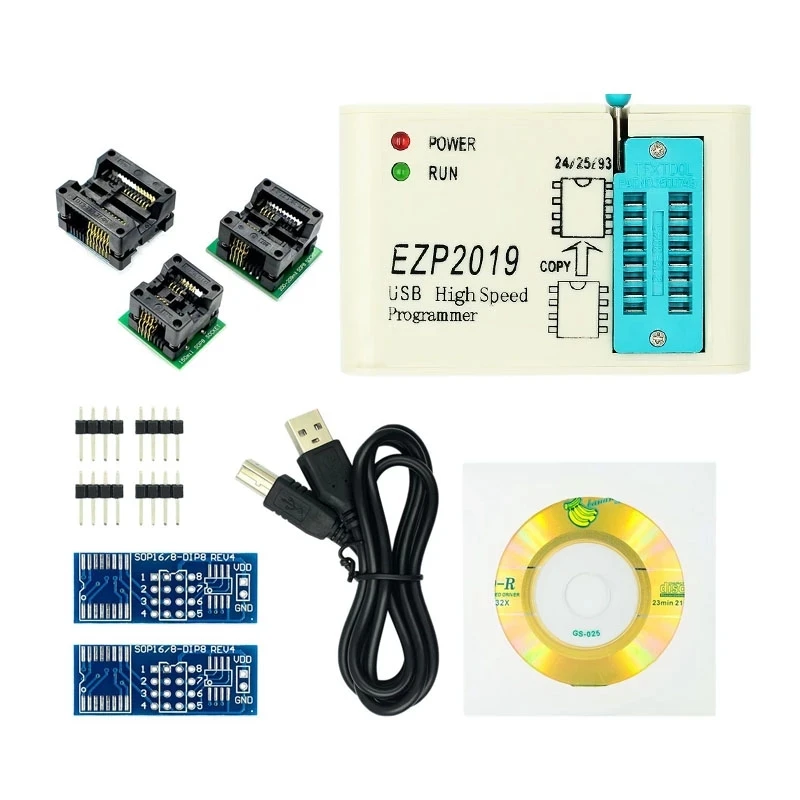 

Высокоскоростной USB-программатор EZP2023 SPI, программатор 24 25 26 93 EEPROM 25 флэш-Bios + 6 шт. адаптеров, программное обеспечение для пк на английском языке