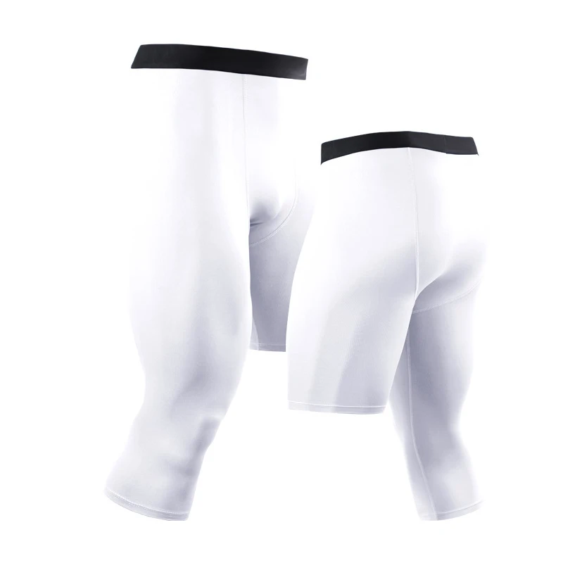 Onregelmatige Joggingbroek Mannen Compressie Basketbal Voetbal Panty Hoge Elastische Broek Enkele Been Leggings Mannen Fietsbroek