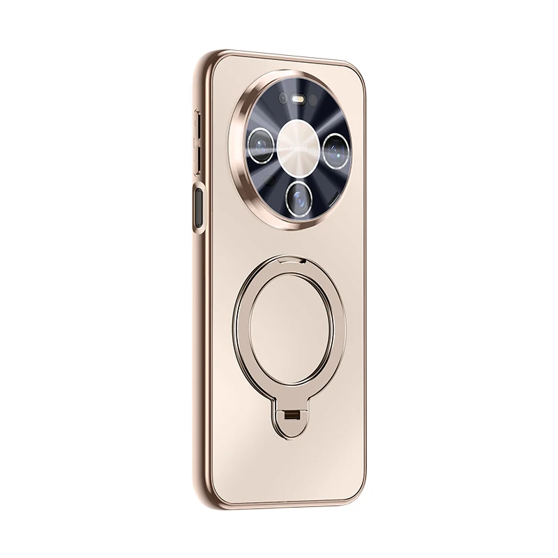 Huawei Phone Case with 360° Rotating Stand, Electroplated Matte Finish, Shockproof and Drop-Resistant Design