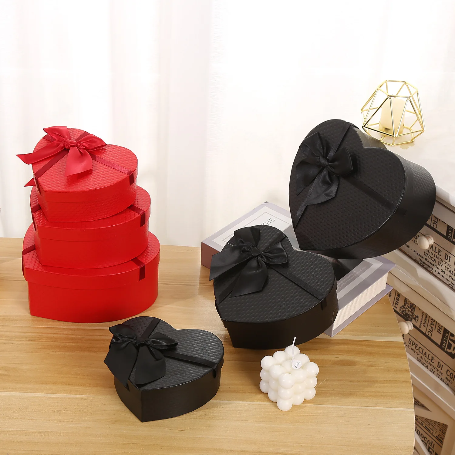

Red Black Gift Boxes with Lids for Heart Shaped Boxes for Set of 3 Gift Boxes for Bridesmaid Proposal Baby Showers Christmas