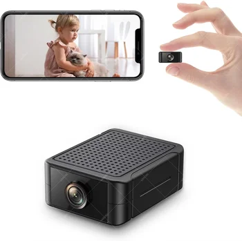 Indoor Security Mini Camera Night Vision HD 4H Battery Life Motion Detection Alerts SD Cloud Storage Phone App Control Baby Cam 1