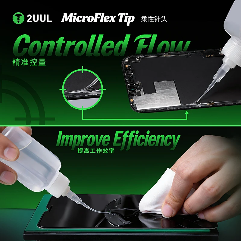 2UUL CS10 MicroFlex 팁 소프트 유연 정밀 디스펜싱 니들 팁 (50개/팩) 정밀 디스펜싱 니들 팁