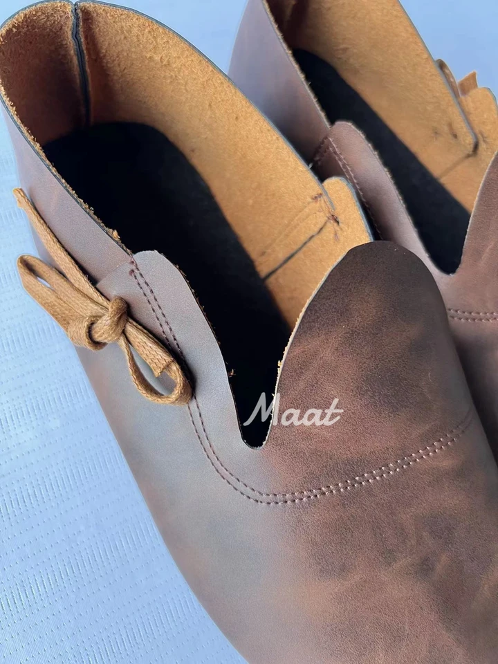Rinascimento medievale Cosplay Boots - Stivali in pelle PU Scarpe con tacco alto - Medievale Stivali a metà polpaccio al ginocchio Scarpe da festival Larp scarpe per Cosplay (giallo36