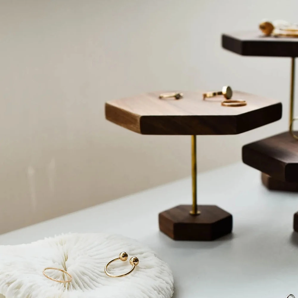 Black Walnut Jewelry Display Holder Necklace Ring Tray Showcase Props Earrings Bracelet Storage Accessories For Jeweler Sellers