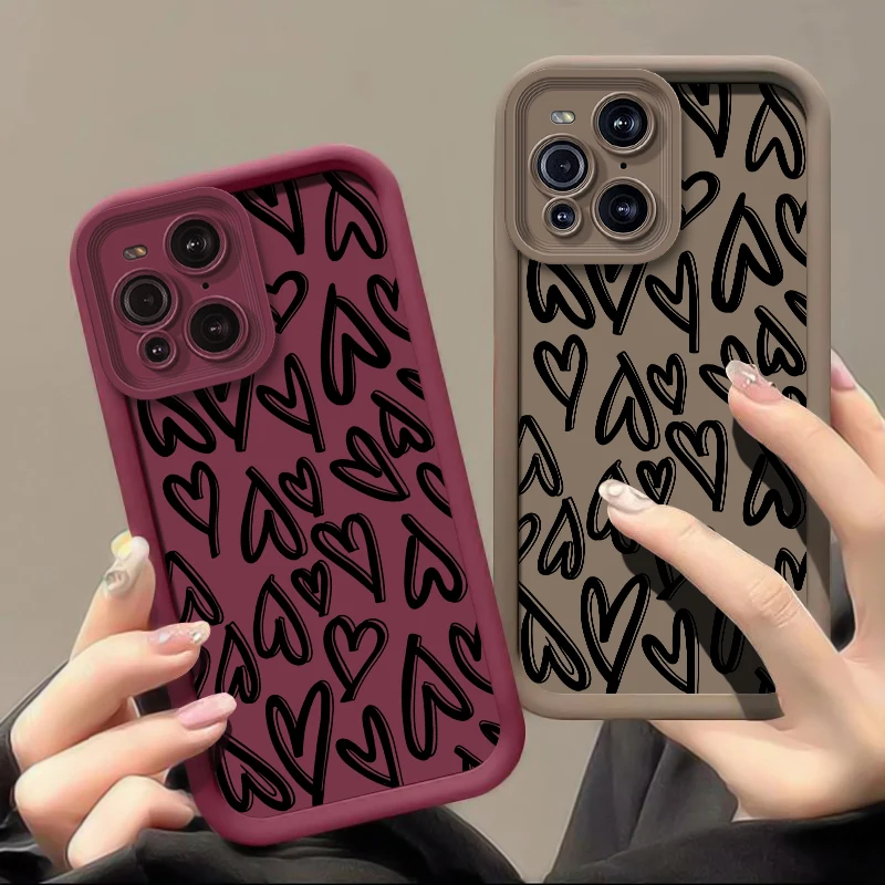 Matte Love Heart Pattern Shockproof Phone Case