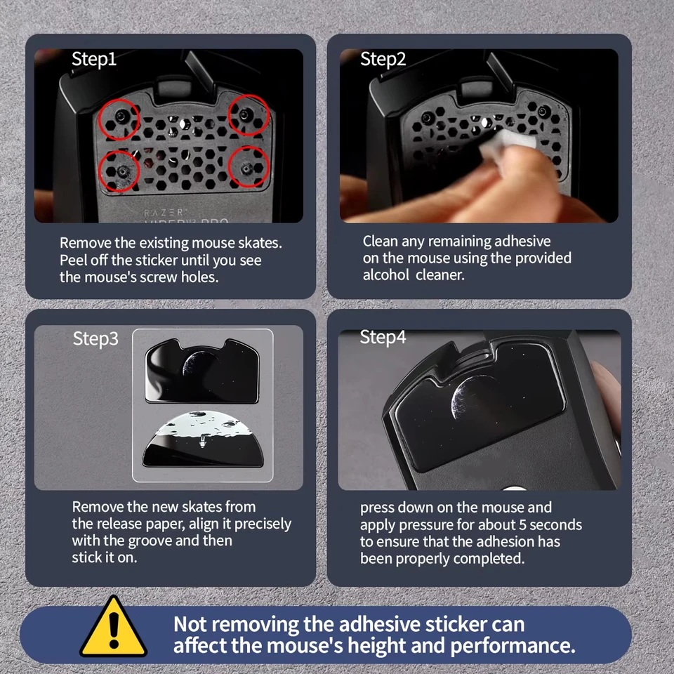 Razer viper v3 pro用のガラス製マウススケート,フットパッド,滑らか