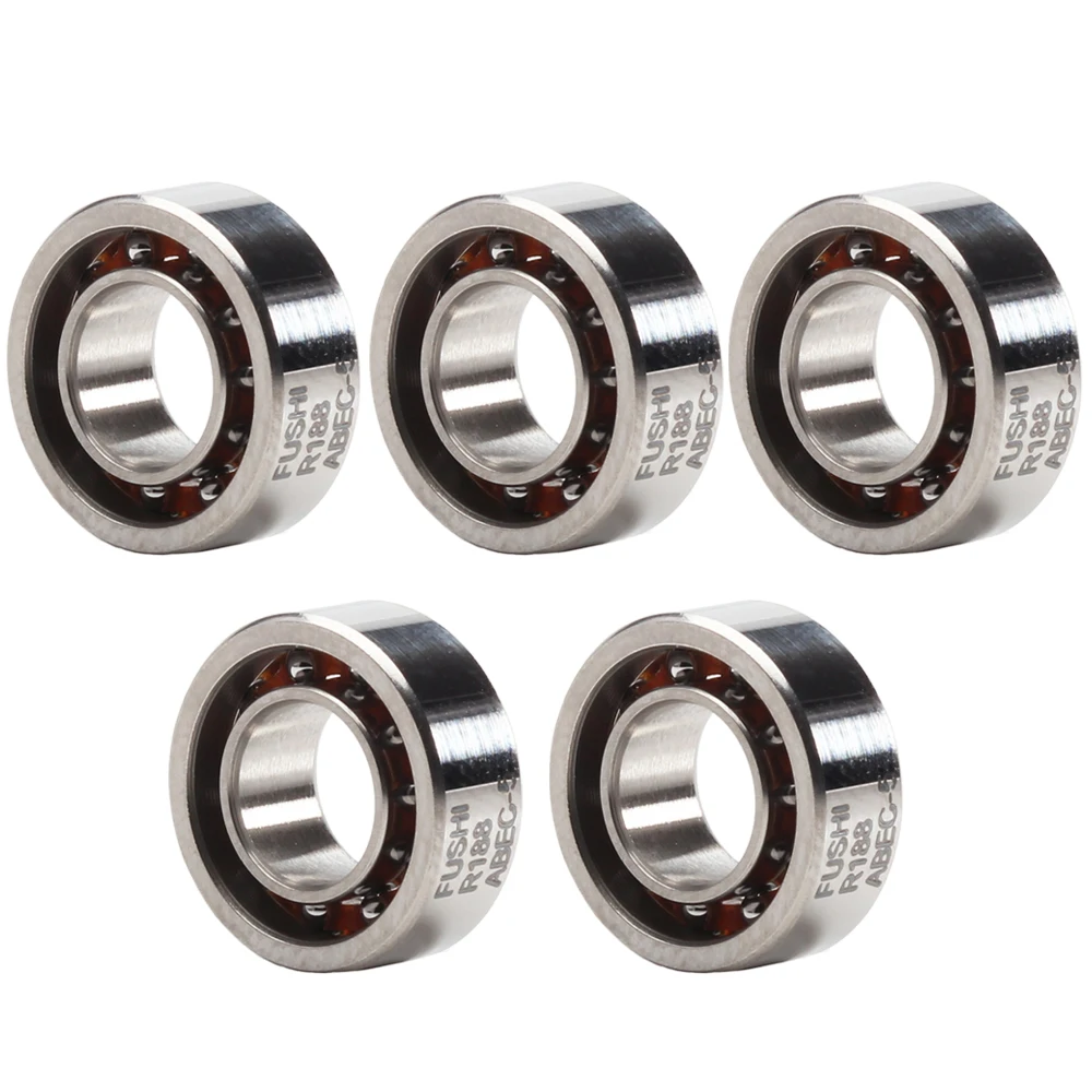 R188 6.35x12.7x4.762mm Open Deep Groove Ball Bearing 1/4mmx1/2mmx3/16mm Fidget Spinner Bearing with Nylon Caged (5 PCS)