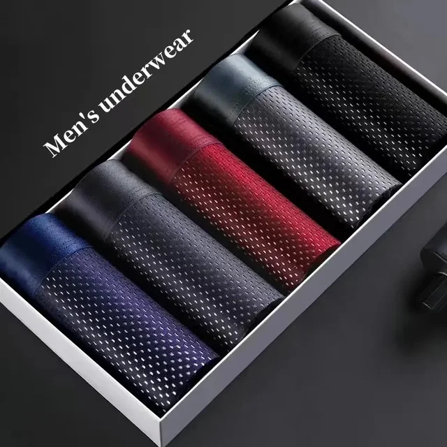 5 pièces/sous-vêtements pour hommes été glace sous-vêtements en soie grande taille culotte Cool respirant Sexy Boxer culotte maille sous-vêtement confort L-5XL 1