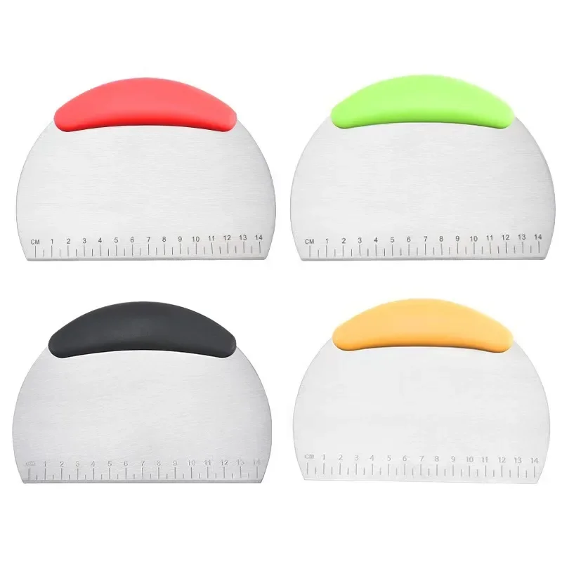 1 Piece Flour Cutter Stainless Steel with Scale Flour Dough Cutter Rice Noodles Scraper Household Kitchen Cake Baking Scraper dough scraper baking tool dough cutter baking accessories cake scraper