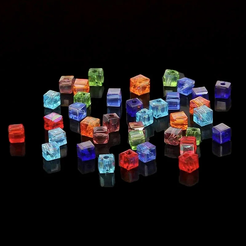 

4mm Cube Beads Crystal Glass Square Beads italian charm Necklace Bracelet Earrings for DIY Jewellery Making accessories