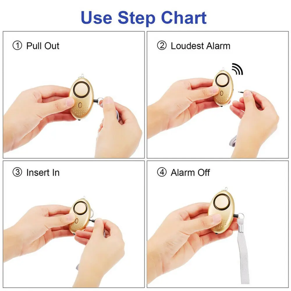 130db Self Defense Alarm Personal Defense Siren Anti-attack Security for Women Kids Personal Security Loud Alert Attack Panic