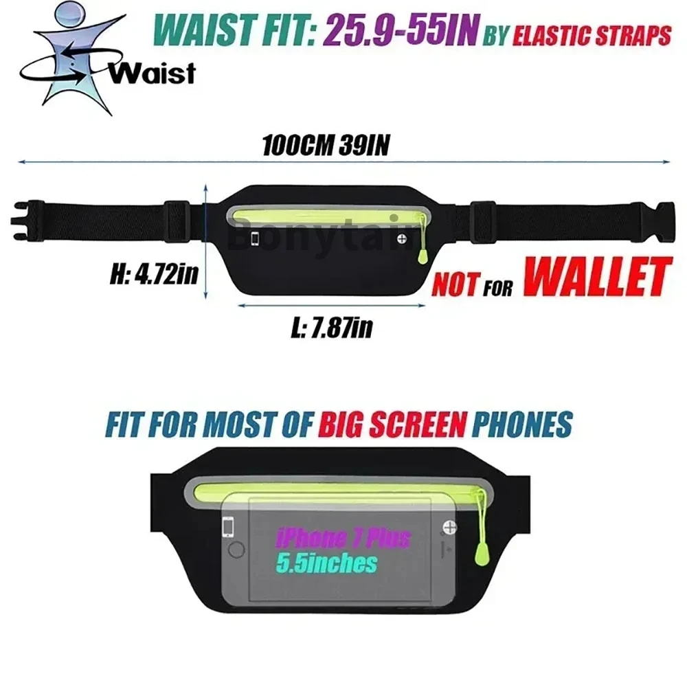 New Outdoor Sports Fitness Mobile Phone Waist Bag Elastic Waterproof Close-fitting Phone Bag Coin Purse Running Belt Bag 6
