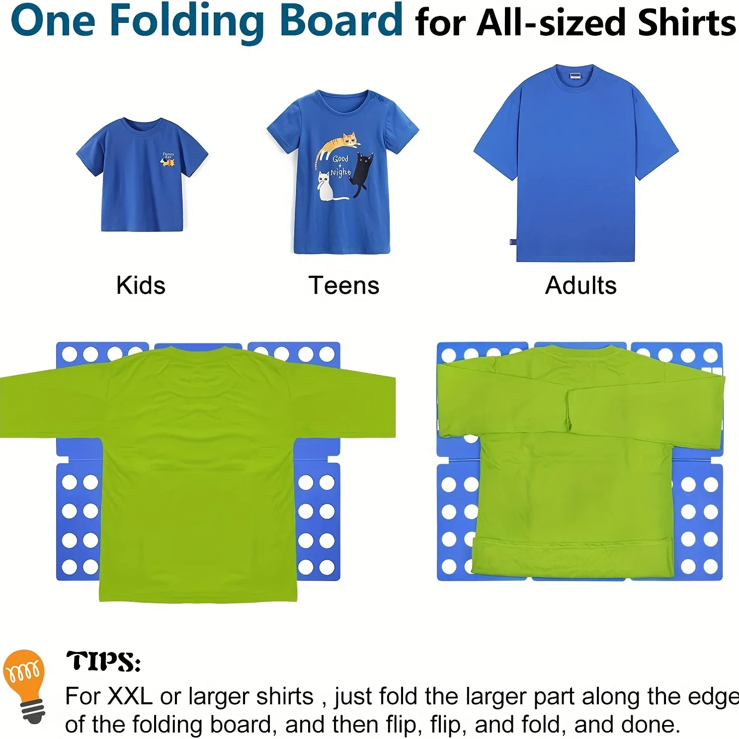 68cm/48cm Plastic Clothes Folding Board Durable Kids Laundry Folder Easy and Fast Shirt Folding Board Home Storage Tool for Kids 4