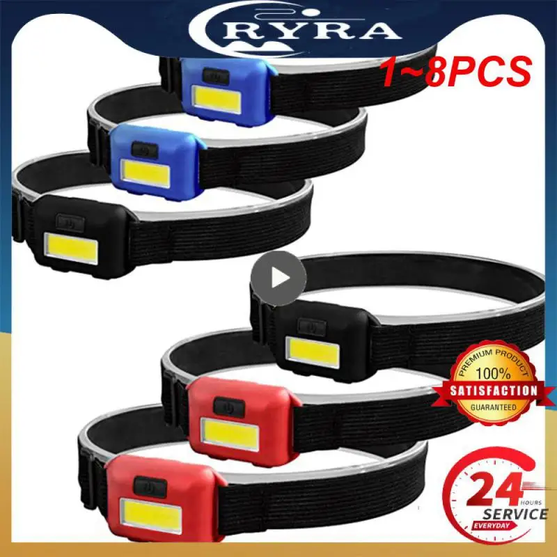 

1~8PCS Camping Led Mini Headlights Portable Cob Headlamps Waterproof Head Front Light With 3 Switch Modes Led Lights Christmas