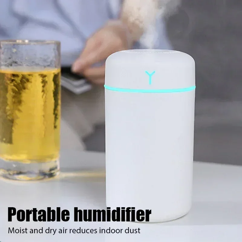 Compact USB-Powered Humidifier with LED Mood Lighting - Cool Mist Aroma Diffuser