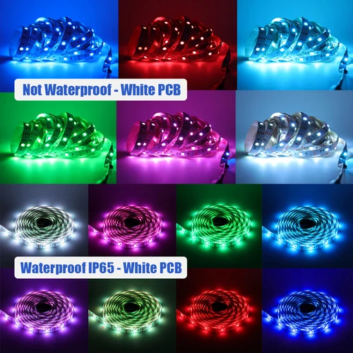 5v 5050 RGB LED 스트립 조명, 유연한 테이프 램프, 방수 50cm 1m 2m 3m 4m 5m, 4 핀 플러그 포함, 흰색/검정색 PCB 홈 데코레이션 3