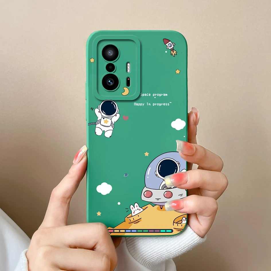 Fashion Design Matte Liquid Silicone Case with Screen Protector for Xiaomi 11T Pro - Sweet Girls Collection