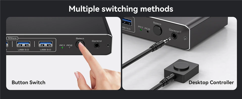 2K 120Hz Thunderbolt USB C HDMI KVM Switch 100W PD Charge Type C USB KVM Switche