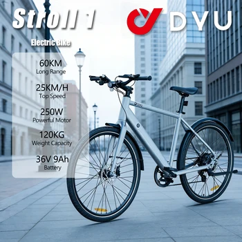 DYU Stroll 1 Bici elettrica per adulti 250W Bicicletta da strada elettrica 36V 9Ah E-bike 16 "Mountain Ebike 25 km/h Velocità massima