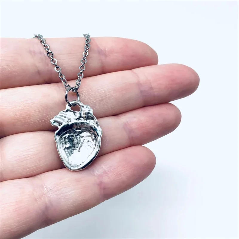 Anatomical red heart necklace gothic y2k grunge jewelry