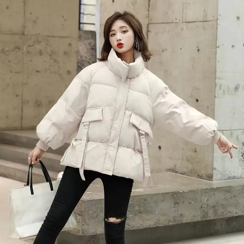

2023 New Women Down Cotton Coat Winter Jacket Female Short Loose Parkas Thick Warm Outwear Fashion Stand Collar Outcoat