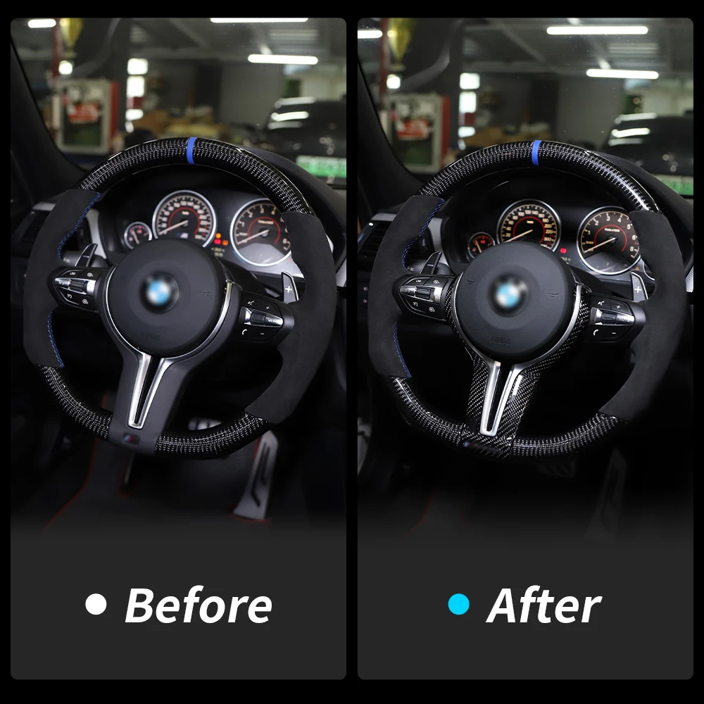 Carbon fiber Steering wheel Cover for BMW F30 F10 F18 F20 F25 F34 F48 M3 M6 550D 328M 1 2 3 4 5 6 7 Series Cover kit upgrade steering wheel cover