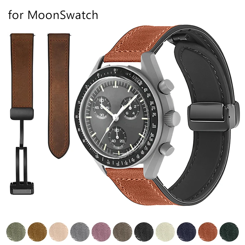 Cinturino In Pelle Vintage Per Omega X Swatch Joint Moonswatch Uomo Donna Cinturino Per Orologio Bracciale Accessori Per Cinturini In Silicone 20Mm