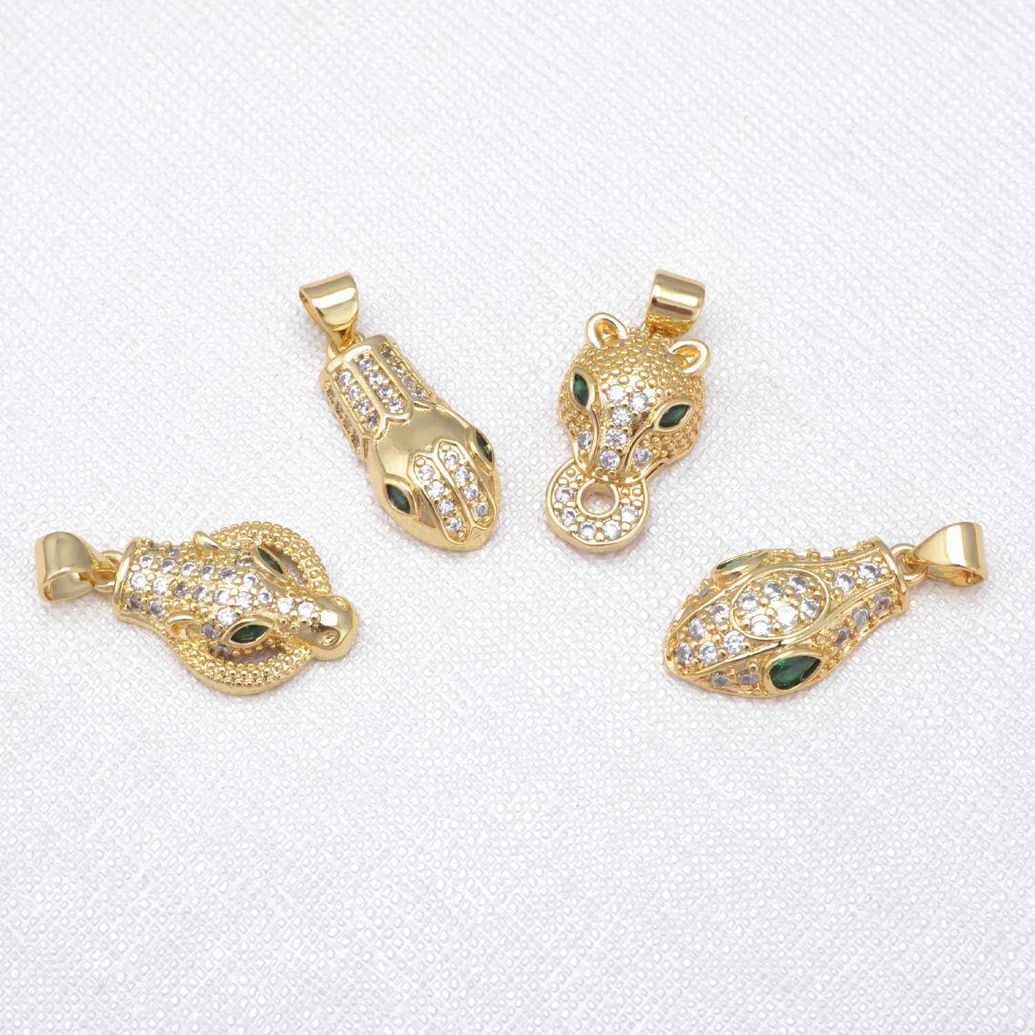 

Exquisite Snake Leopard Head Pendants High End Charm Inlaid Crystal Zircon for Necklace Pendant DIY Bracelet Jewelry Accessories