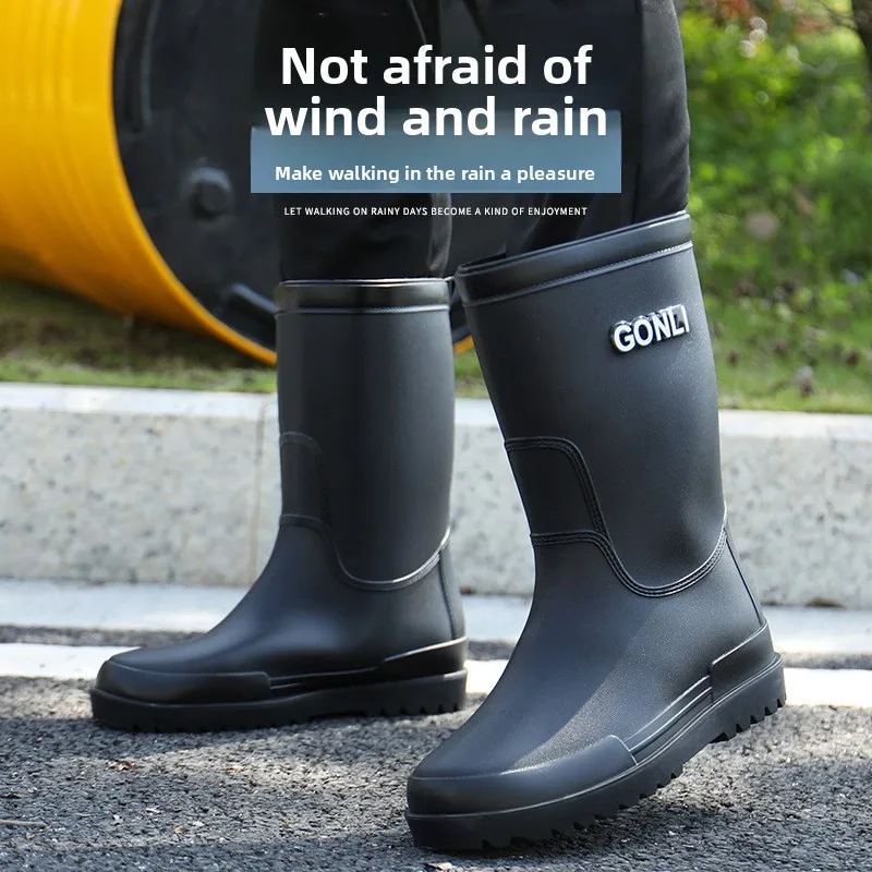 Bottes mi-mollet polaire pêche homme imperméables antidérapantes lavage auto travail toutes saisons