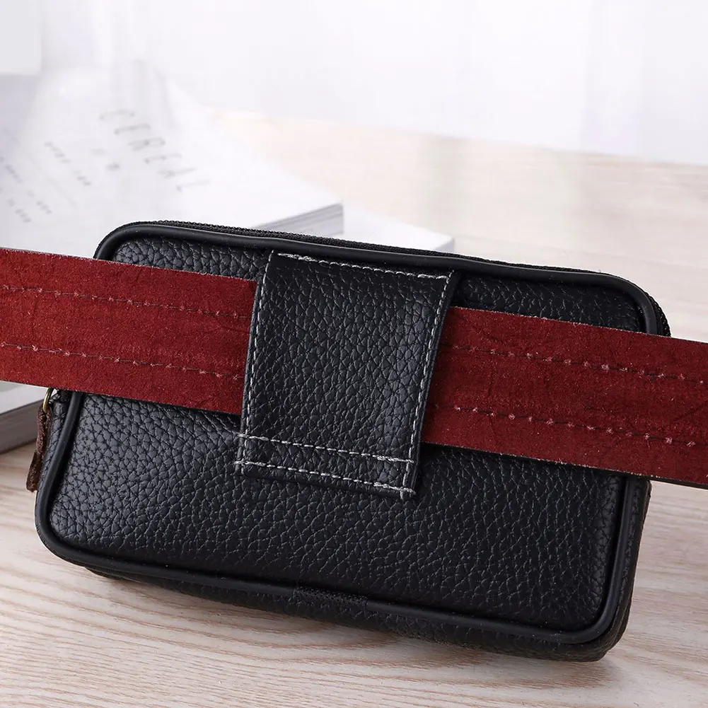 Multi-function Travel Waist Packs Pouch for Passport Money Bag PU Leather Double Layer Zipper Wallet Gift Chest Pack Card Bag