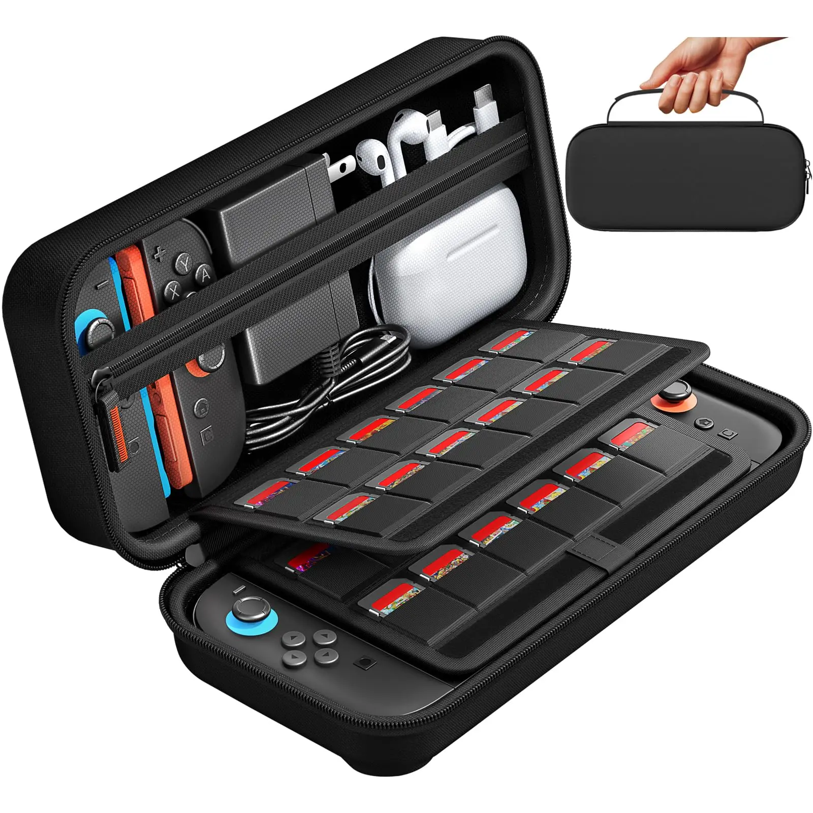 For Switch 2 Case, with 24 Games Cartridges Protective Hard
