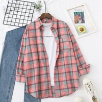 2025 Autumn New Casual Loose Plaid Shirt Women Fresh College Style  Long Sleeve Blouses and Tops Female Checked Shirts.Clothes - Image 5