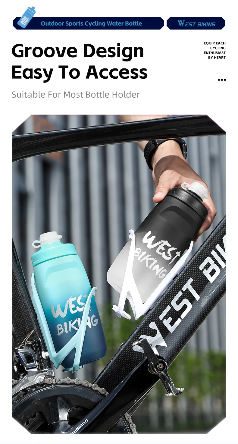 West Biking Radfahren Wasser flasche 620ml Lebensmittel qualität auslaufs icher Fitness Laufen Camping Wandern Sport kessel Fahrrad Flaschen halter – Detail 9