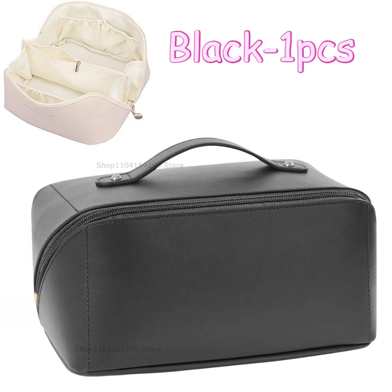Spacious and Durable PU Leather Cosmetic Travel Organizer
