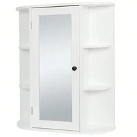 Modern Bathroom Cabinet Storage Organizer Single Door Wall Mount with Mirror 5
