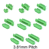1 ชุด 15EDGWC 3.81mm Pitch ผ่านผนัง Pluggable PCB Terminal Block Connector 2/3/4/5 /6/8/9/10/12Pin ปลั๊ก + Pin Header Socket 1