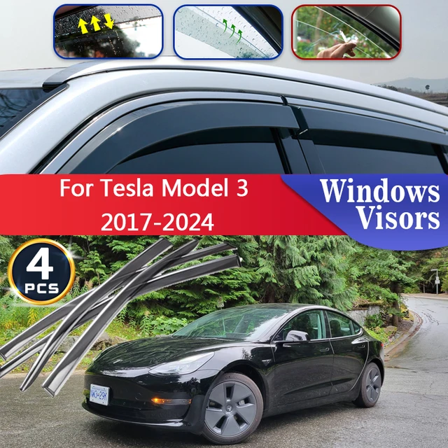 Für Tesla Modell 3 y Fenster Regenschutz Deflektoren Modell3 außen  modifiziertes Zubehör Auto Wetterschutz für modely - AliExpress