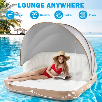 Water Floating Platform 2-person Floating Bed Inflatable Tent Swimming Air Cushion Bed Large Floating Pad 2
