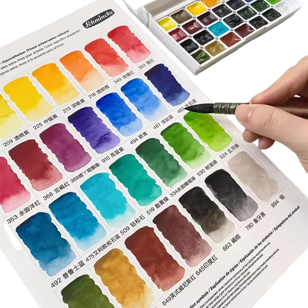 Schmincke Master Mini Watercolor Paint Sample 1ml Handmand 24/36/48 Colors Original Water Color for Painting Art Suppliers