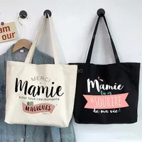 Thank You Grandma for All These Magical Moments Printed Women Tote Bag Canvas Shopping Bags Female Shoulder Bag Gift for Mamie 1