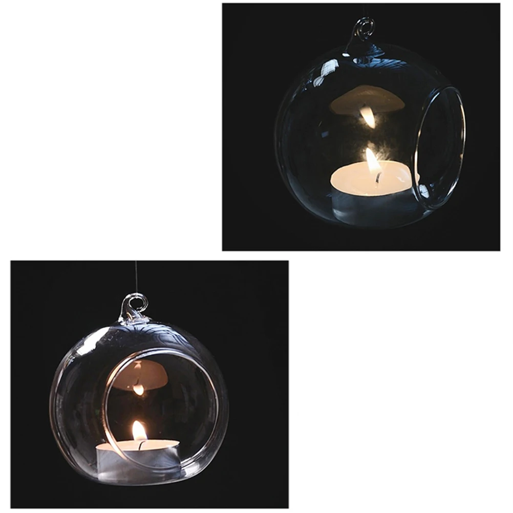 Round Bubble Hanging Clear Glass Terrarium Air Plant Tea Light Candle Holder
