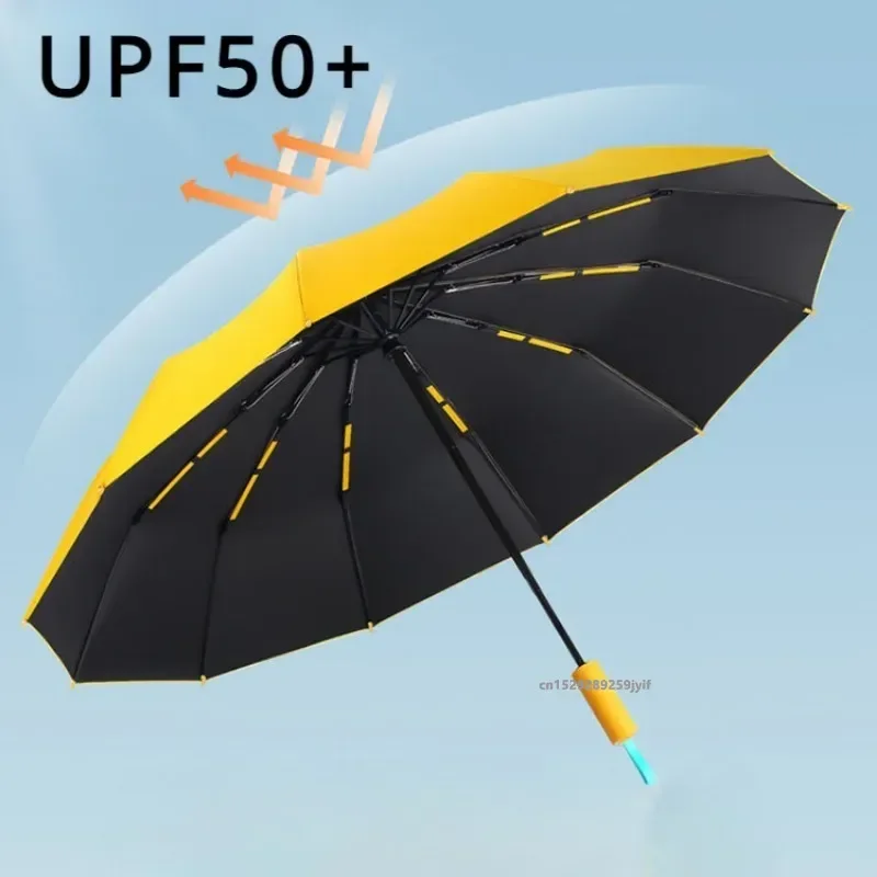 Automatic Umbrella Strong Windproof 72 Bone Sunshade Large Size Uv Protection Folding Men Women Rain Umbrella