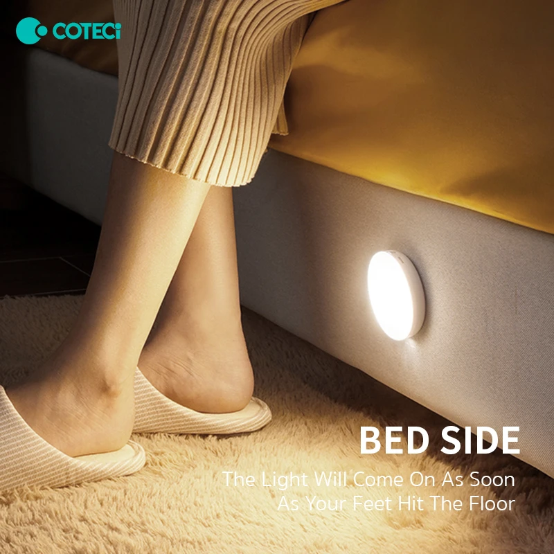 COTECi Smart LED Sensor Night Linkage Motion Light Rechargeable Wireless Magnetic Induction Lamp Wall Home Bedroom Kitchen 3