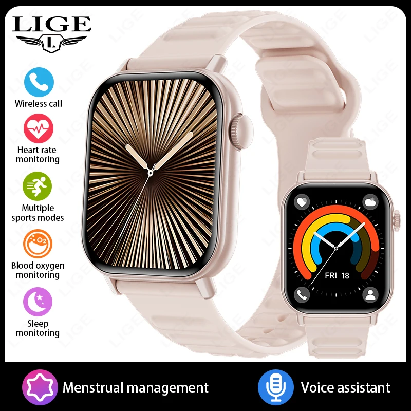 Relógio Inteligente Feminino LIGE 2026 com Tela HD, Monitor de Frequência Cardíaca, Relógio Esportivo para Atividades ao Ar Livre, Chamada Bluetooth com Voz AI