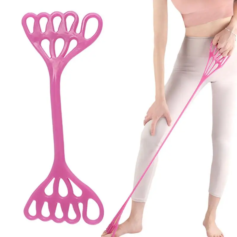 Fitness Resistance Band Arm Back Stretch 5 Finger Rings Arm Exerciser Workout Elastic Bands
