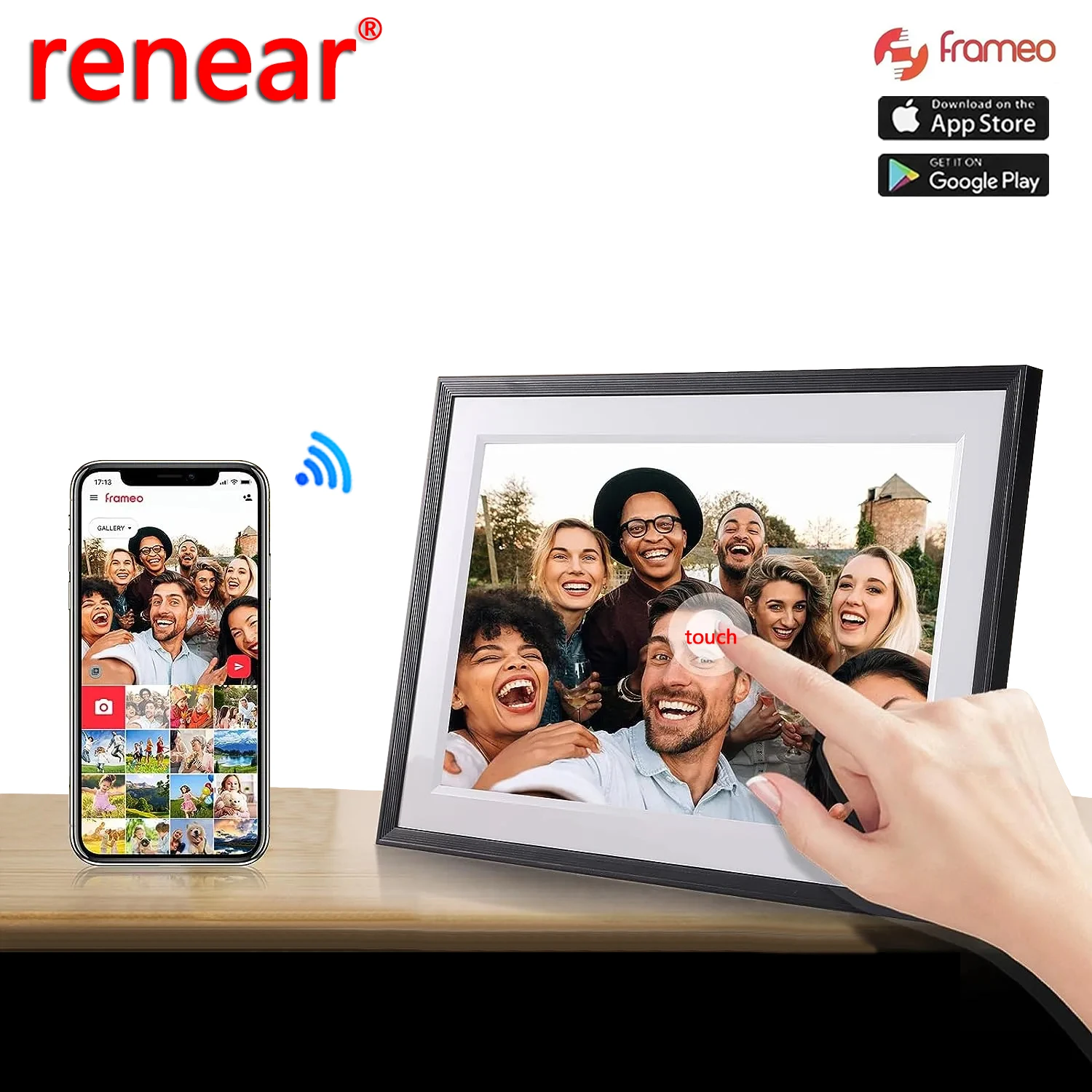 Frameo WiFi Digitaler Bilderrahmen 10,1 Zoll - 32GB, Touchscreen, Automatische Drehung, Fotos Teilen Per App