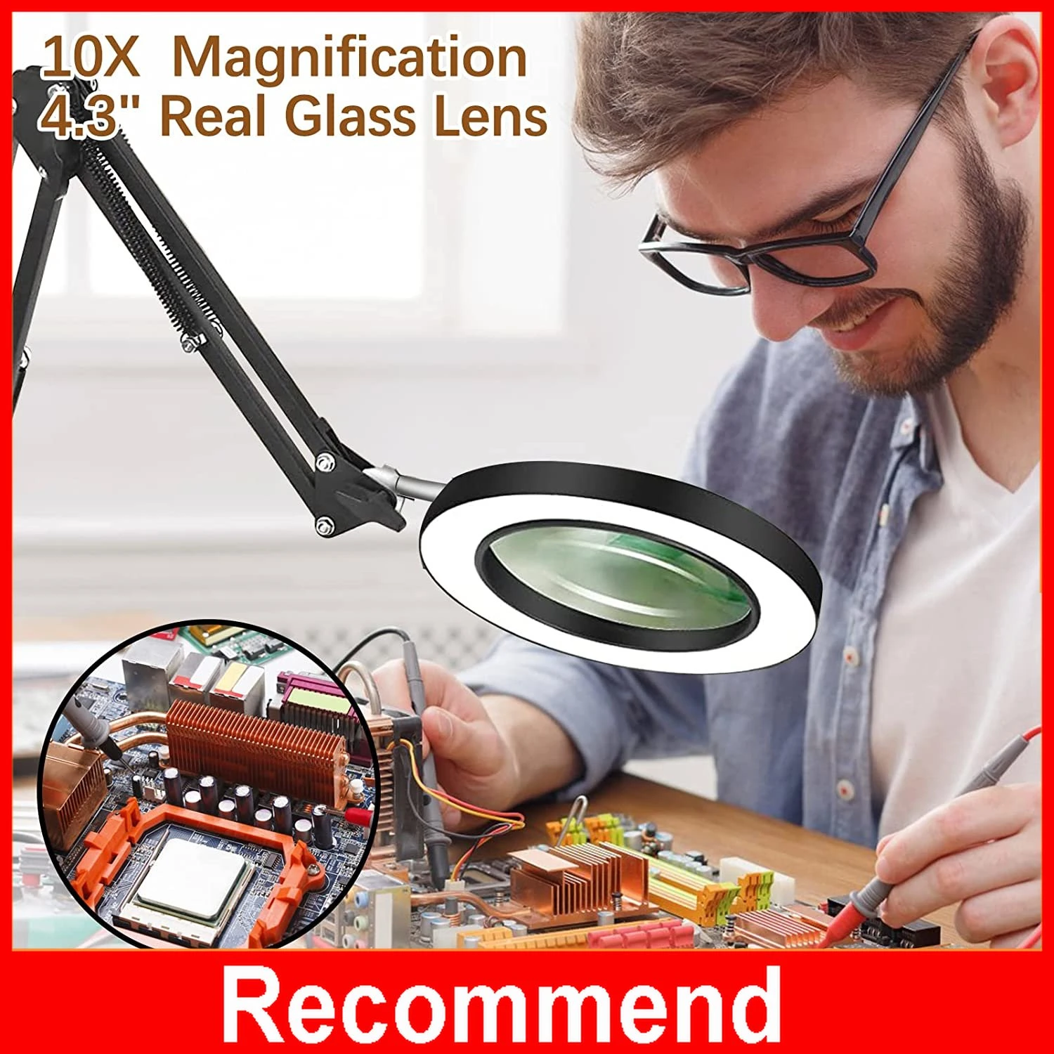 10x Led Soldering Magnifying Glass Illuminated Magnifying Las Glass