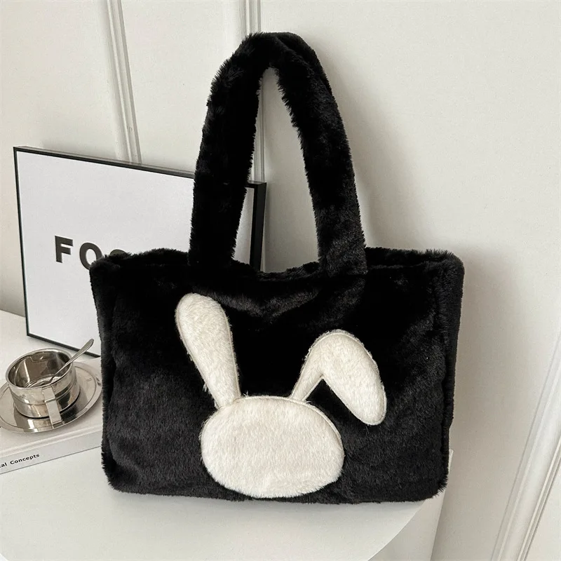 Plush Shoulder Bag Women's Handheld Tote Luxury Brand Shoulder Bag Large Capacity Plush Winter New Fashion Female Shoulder Bag